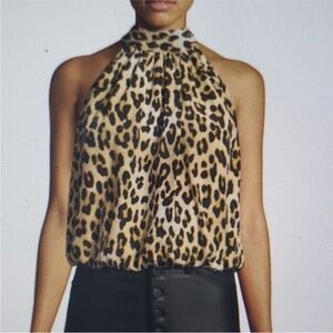 Alice + Olivia Animal Maris Halter Blouse